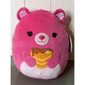 NEW Squishmallows 10" DELIA The Pink Bear W Heart Pancakes #2988 2025 Plush Toy